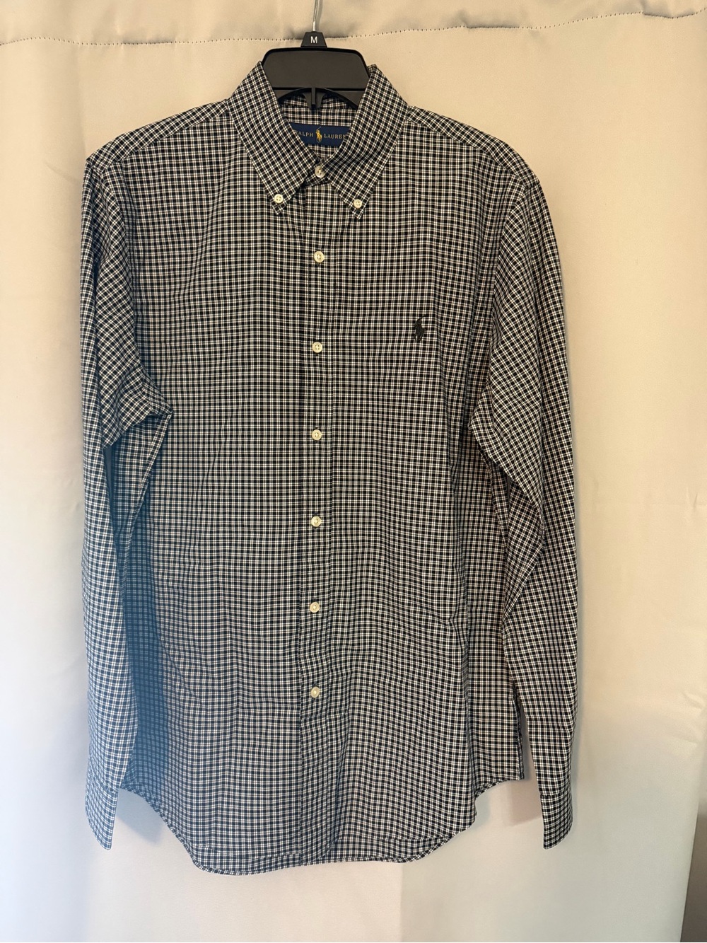 Ralph Lauren Men’s Navy and White Checked Button-Down Shirt